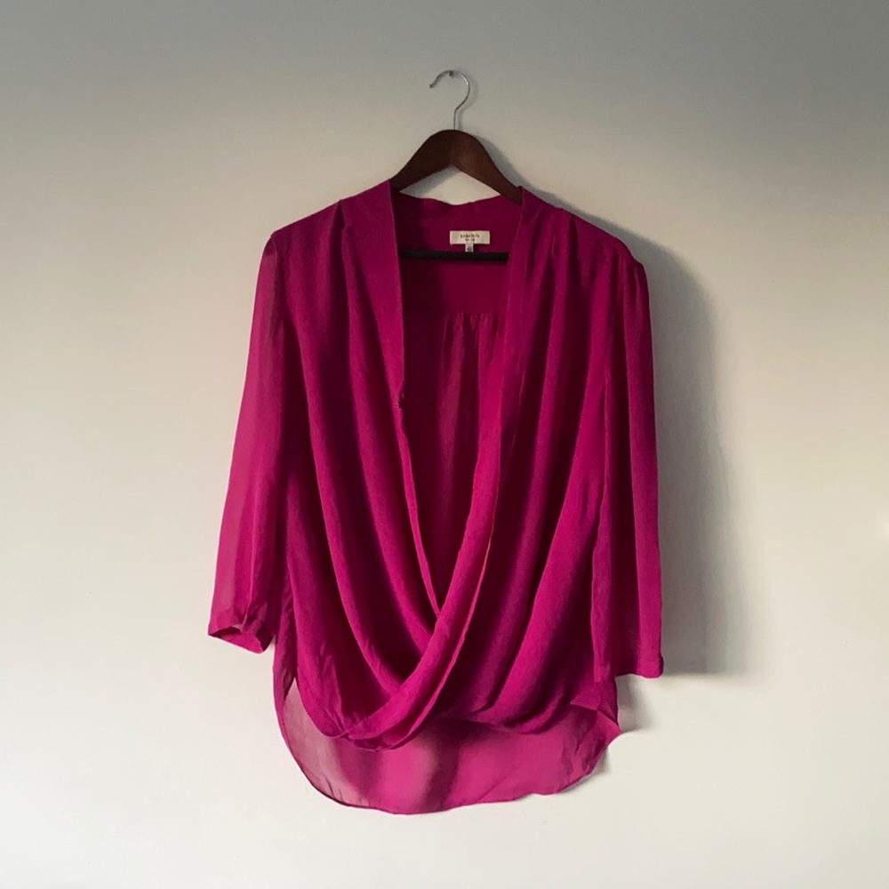 Babaton Fuchsia Drape Blouse
